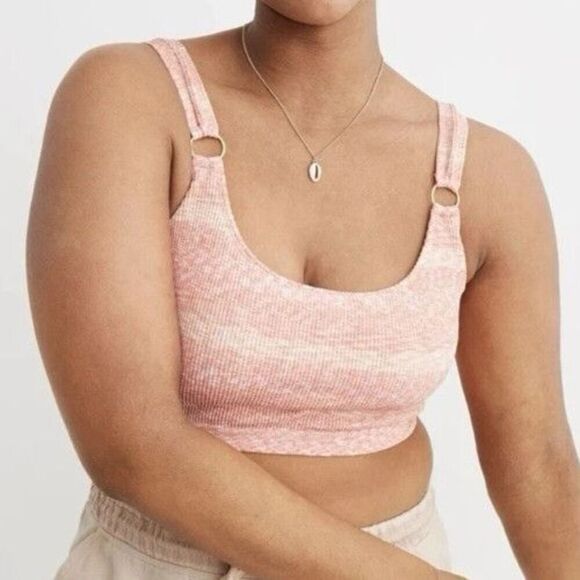 Aerie Women's Sz L Beach Peach Seamless Ring Longline Crop Top Bralette - Picture 15 of 16